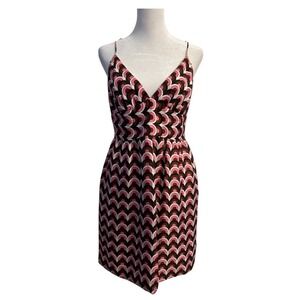 Original‎ Milly of New York Pink and Brown Sleeveless Dress Size 4 Silk Retro